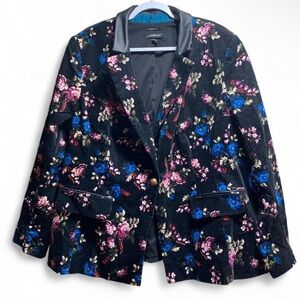 Lane Bryant Floral Velvet Blazer - Black and Blue